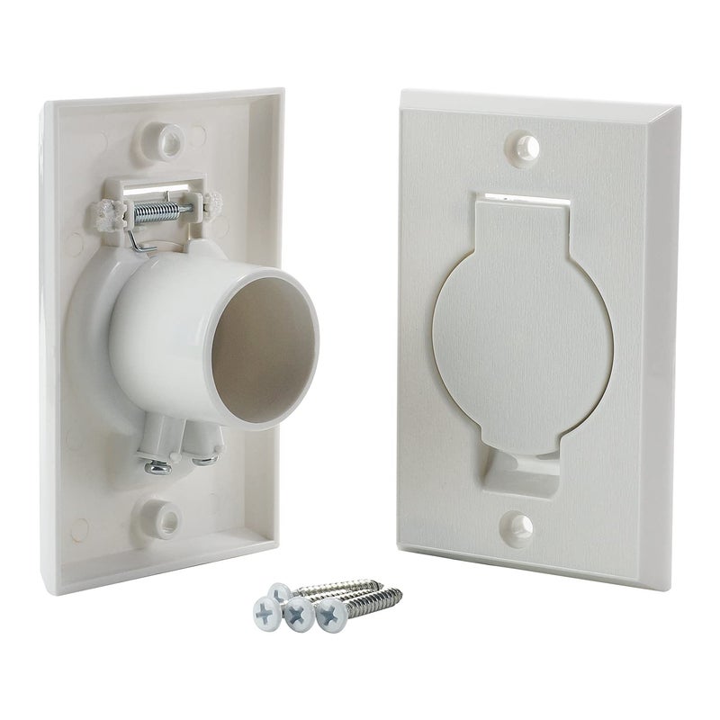 ANTOBLE Standard Central Vacuum Wall Inlet Valve Cover Plate for Beam Central Vac - White Round Door (2 Pack) - Image 1